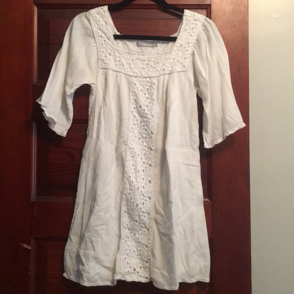 White cotton boho Dress